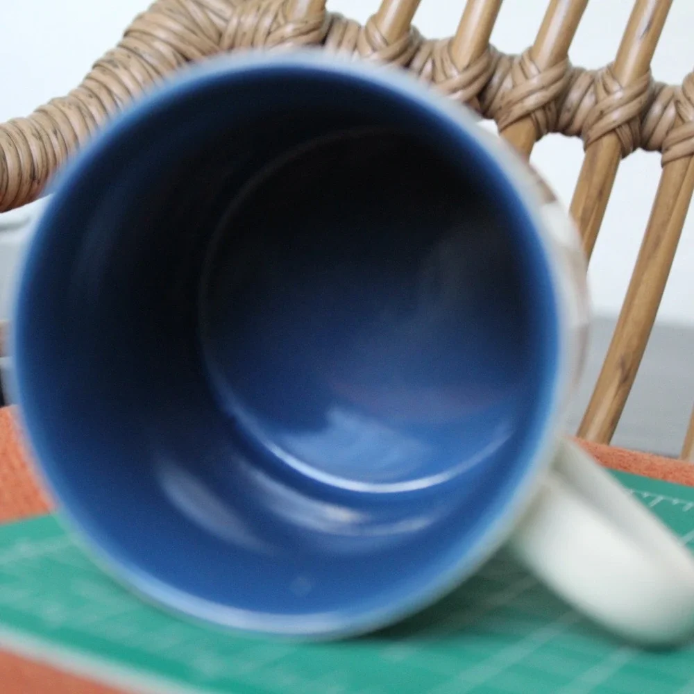 Vintage 1994 Creative Concepts Floral Rose Coffee Mug Cobalt Blue Interior Korea - Picture 4 of 5